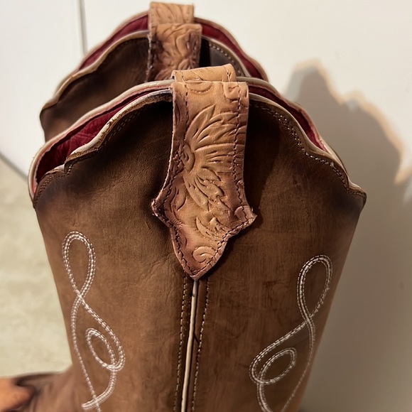 New Ferrini Madison Tooled Western Snip Toe Boots - Picture 5 of 10